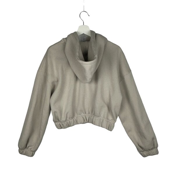 Zara Cropped Hoodie Large Cream Zip Up - Picture 2 of 11